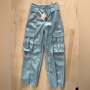 Missguided blue pleather pants - obersized fit